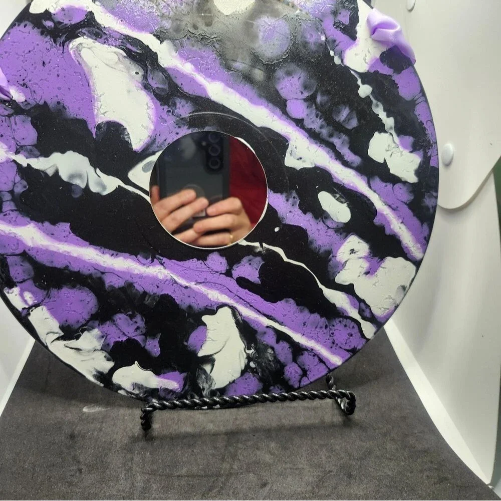Hand Crafted Colorful Mirror Fluid Art Painting On 12